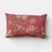 ヴィンテージのエレガントでガーリーなピンクの赤い茶色がかった鋼色のバラ ランバークッション (裏面)