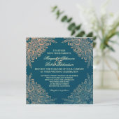 ヴィンテージのエレガントでシックなダマスク織の結婚式招待状 招待状 (スタンド正面)