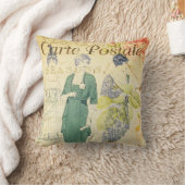 ヴィンテージのエレガントでビクトリアンな女性花柄のタイポグラフィ クッション (ブランケット)