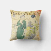 ヴィンテージのエレガントでビクトリアンな女性花柄のタイポグラフィ クッション (裏面)