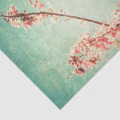 ヴィンテージのエレガントで擦り切れたなティール(緑がかった色)木及び桜 薄葉紙 (詳細)