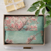 ヴィンテージのエレガントで擦り切れたなティール(緑がかった色)木及び桜 薄葉紙 (ギフト)