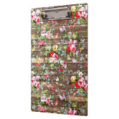 ヴィンテージのエレガントなピンクのバラのブラウンの木製の写真のプリント クリップボード (左)