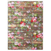 ヴィンテージのエレガントなピンクのバラのブラウンの木製の写真のプリント クリップボード (裏面)