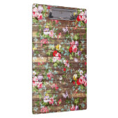 ヴィンテージのエレガントなピンクのバラのブラウンの木製の写真のプリント クリップボード (右)