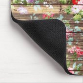 ヴィンテージのエレガントなピンクのバラのブラウンの木製の写真のプリント マウスパッド (コーナー)