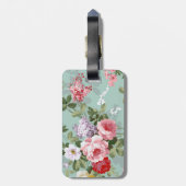 ヴィンテージのエレガントなピンクの赤いバラパターン ラゲッジタグ (裏面縦)