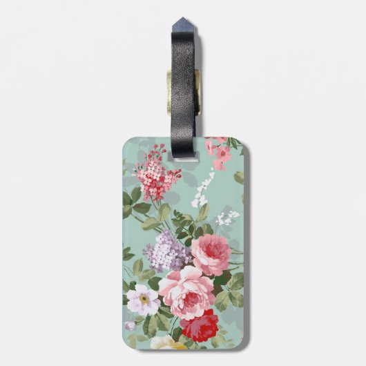 ヴィンテージのエレガントなピンクの赤いバラパターン ラゲッジタグ (裏面縦)