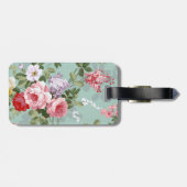 ヴィンテージのエレガントなピンクの赤いバラパターン ラゲッジタグ (裏面横)