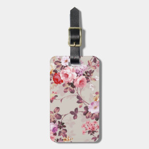 ヴィンテージのエレガントなピンクの赤い紫色のバラパターン ラゲッジタグ