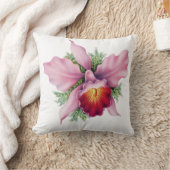 ヴィンテージのエレガントなピンクの赤い蘭のボヘミア人の花 クッション (ブランケット)