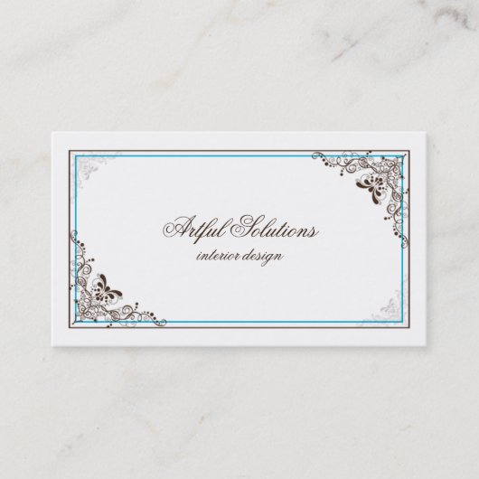 ヴィンテージのエレガントなブラウンのティール(緑がかった色)は名刺をスクロールします 名刺 (正面)