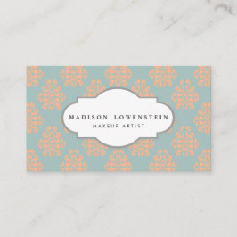 ヴィンテージのエレガントなモモのダマスク織パターンティール（緑がかった色）の青 名刺