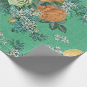 ヴィンテージのエレガントな花の花のテーマパターン ラッピングペーパー (角)