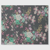 ヴィンテージのエレガントな花の花のテーマパターン ラッピングペーパー (フラット)