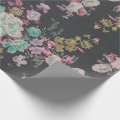 ヴィンテージのエレガントな花の花のテーマパターン ラッピングペーパー (角)