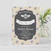 ヴィンテージのエレガントな蜂のベビーシャワー 招待状 (スタンド正面)