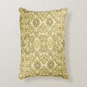 ヴィンテージのエンボスの金属金ゴールドホイルの花柄 アクセントクッション (正面(垂直))