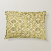 ヴィンテージのエンボスの金属金ゴールドホイルの花柄 アクセントクッション (裏面)