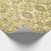 ヴィンテージのエンボスの金属金ゴールドホイルの花柄 ラッピングペーパー (角)