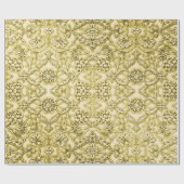 ヴィンテージのエンボスの金属金ゴールドホイルの花柄 ラッピングペーパー (フラット)