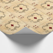 ヴィンテージのエースのダイヤモンドのトランプのコラージュ ラッピングペーパー (角)