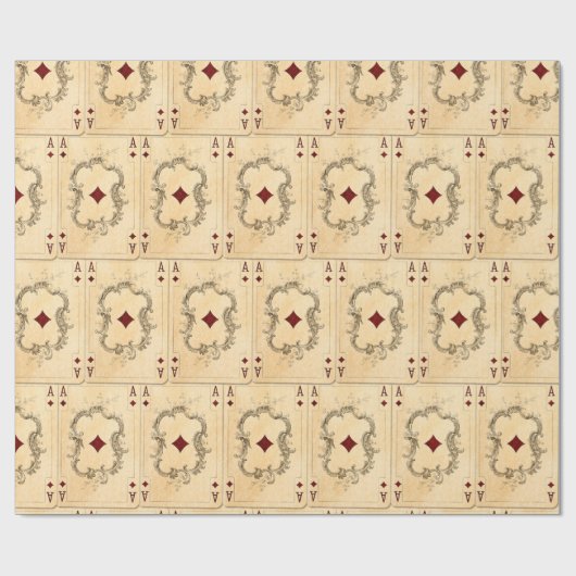 ヴィンテージのエースのダイヤモンドのトランプのコラージュ ラッピングペーパー (フラット)