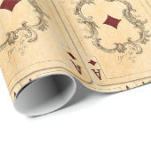 ヴィンテージのエースのダイヤモンドのトランプのコラージュ ラッピングペーパー (ロールコーナー)