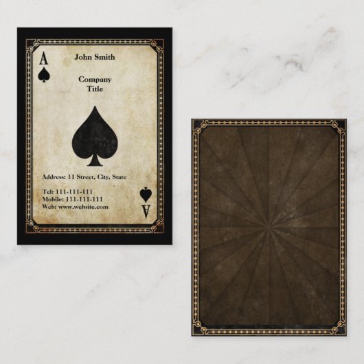 ヴィンテージのエーススペード 名刺 (正面/裏面)