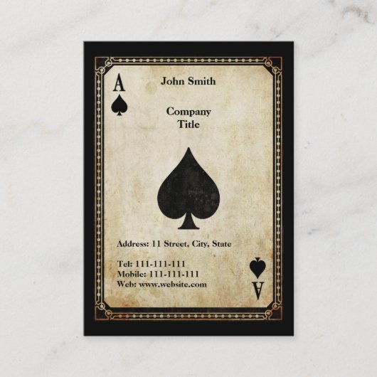 ヴィンテージのエーススペード 名刺 (正面)