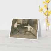 ヴィンテージのエールサーブルフェンシング! フェンシングのメッセージカード カード (黄色い花)