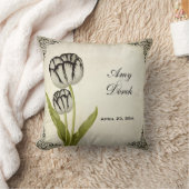 ヴィンテージのオウムのチューリップのパーソナライズな記念品の枕 クッション (ブランケット)