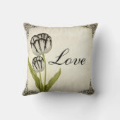 ヴィンテージのオウムのチューリップのパーソナライズな記念品の枕 クッション (裏面)