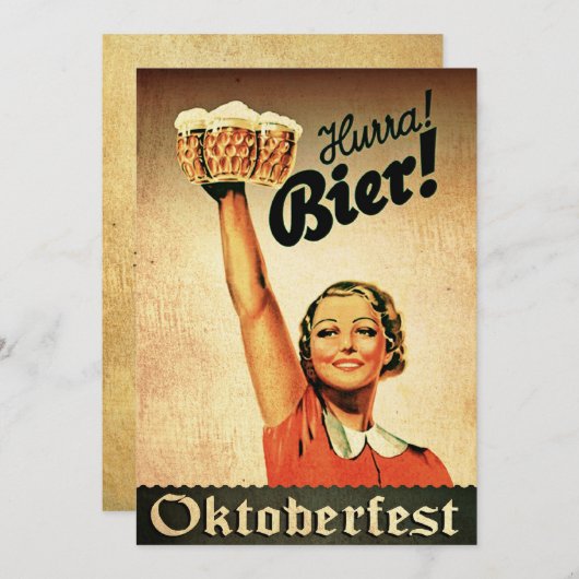 ヴィンテージのオクトーバーフェストのカスタムの招待状 招待状 (正面/裏面)