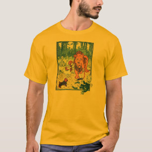 ヴィンテージのオズの魔法使いのイラストレーション-ドロシー及びライオ Tシャツ
