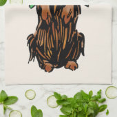 ヴィンテージのオズトト犬と緑の弓 キッチンタオル (折り畳み)