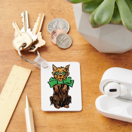 ヴィンテージのオズトト犬と緑の弓 キーホルダー (デスク)