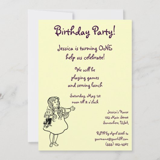 ヴィンテージのオズ誕生日パーティーの招待 招待状 (裏面)