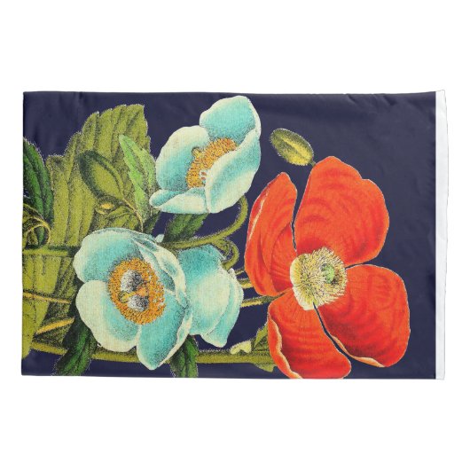 ヴィンテージのオニゲシの花の花柄の枕カバー 枕カバー (裏面)