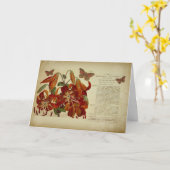 ヴィンテージのオニユリの植物のイラストレーション カード (黄色い花)