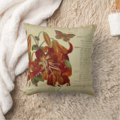 ヴィンテージのオニユリの植物のイラストレーション クッション (ブランケット)