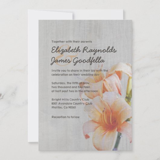 ヴィンテージのオニユリの結婚式招待状 招待状 (正面)