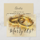 ヴィンテージのオフィシエント | 結婚指輪 結婚してください 招待状 (正面/裏面)