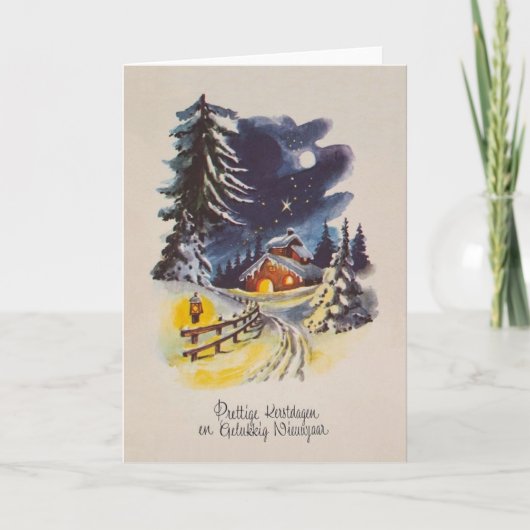 ヴィンテージのオランダのクリスマスおよび年賀状 シーズンカード (正面)