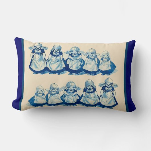 ヴィンテージのオランダのデザイン、1905人の小さいオランダの女の子 ランバークッション (正面)