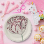 ヴィンテージのオランダの芸術: 白くおよび赤いチューリップ ペーパープレート (パーティー)