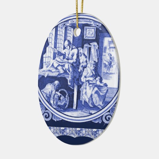 ヴィンテージのオランダの青いデルフトのタイルのデザイン セラミックオーナメント (左)