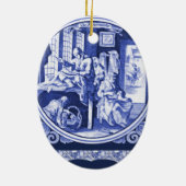 ヴィンテージのオランダの青いデルフトのタイルのデザイン セラミックオーナメント (裏面)