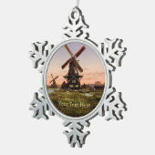 ヴィンテージのオランダの風車のカスタムのオーナメント スノーフレークピューターオーナメント (右)