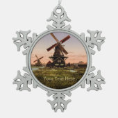 ヴィンテージのオランダの風車のカスタムのオーナメント スノーフレークピューターオーナメント (正面)